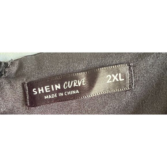 Shein Curve Black Off-Shoulder Dress 2XL Baby Doll Lined Witchy Plus Size - Picture 5 of 7